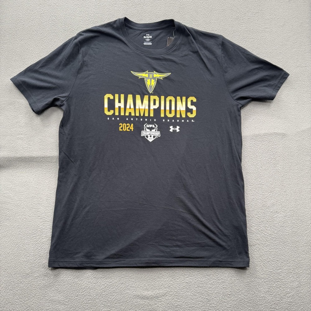 San Antonio Brahmas Shirt Mens XL Black UFL Football Champions Under Armour 2024